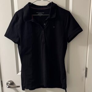 Tommy Hilfiger Women's Black Office to Outdoors Preppy Classic Polo Shirt